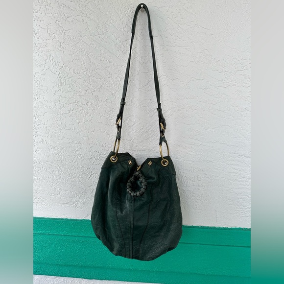 OR YANY Leather Purse Boho Hand Held, Shoulder Bag, or Crossbody Hunter Green - Picture 16 of 16